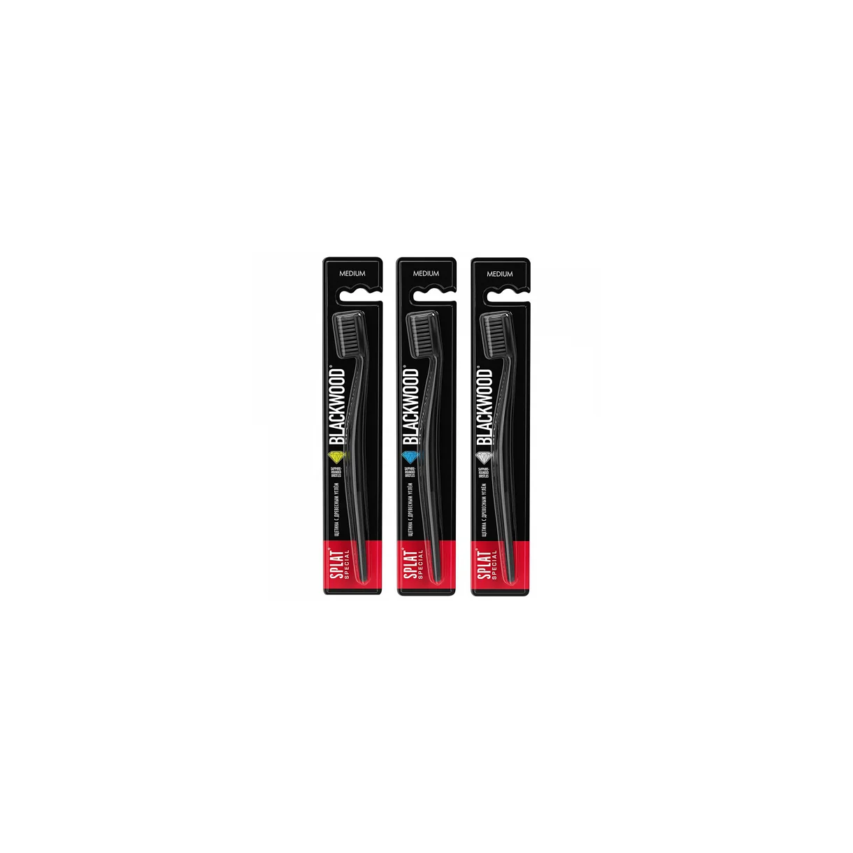 Splat® - blackwood whitenning tandbørste medium med charcoal