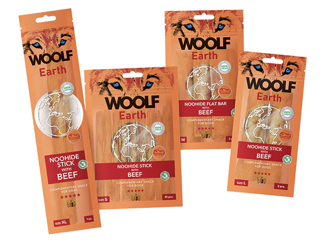 Woolf Earth Noohide Sticks Beef - flere størrelser